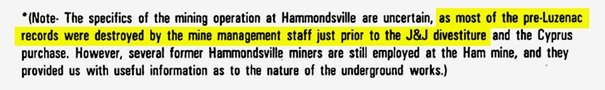 Notatka J&J ujawnia, że zapisy dotyczące kopalni Hammondsville, głównego źródła talku dla zasypki dla niemowląt