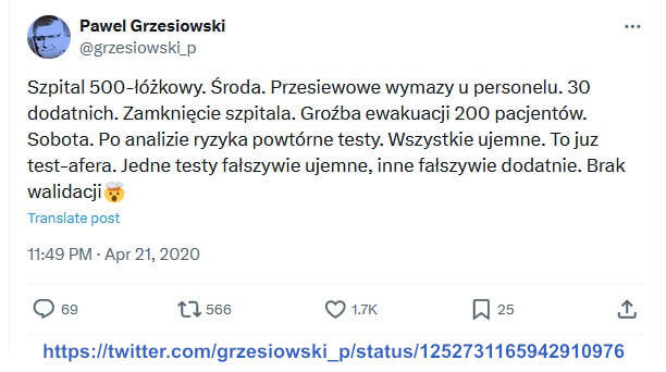 Pawel Grzesiowski - Jedne testy fałszywie ujemne, inne fałszywie dodatnie