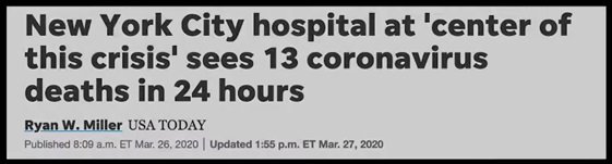 Szpital miejski w Nowym Jorku w centrum kryzysu odnotowuje kolejne 13 zgonów w ciągu ostatnich 24 godzin