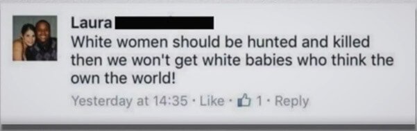 Białe kobiety powinny być ścigane i zabijane - Odrażająca Granica
