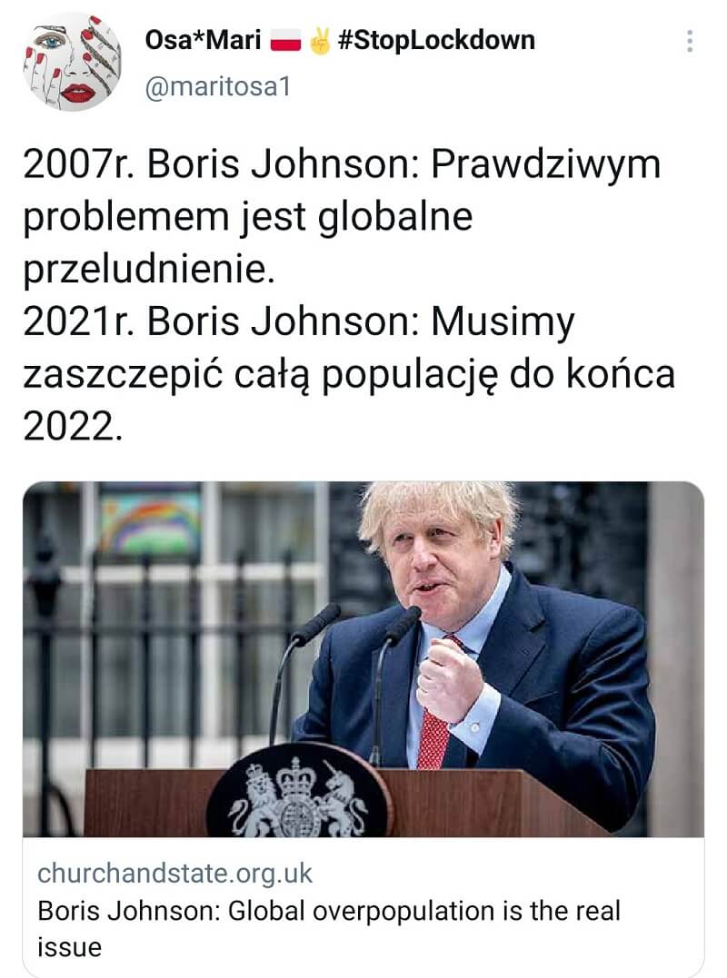 Boris Johnson: Musimy zaszczepić cała populację do końca 2022