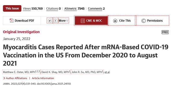 Przypadki zapalenia mięśnia sercowego zgłoszone po szczepieniu COVID-19 opartym na mRNA w USA od grudnia 2020 r. do sierpnia 2021 roku.