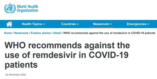 WHO zaleca niestosowanie remdesiwiru u pacjentów z COVID-19