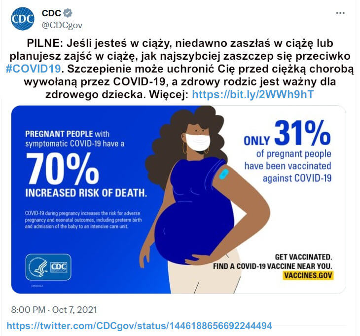 CDC o szczepieniu kobiet w ciąży