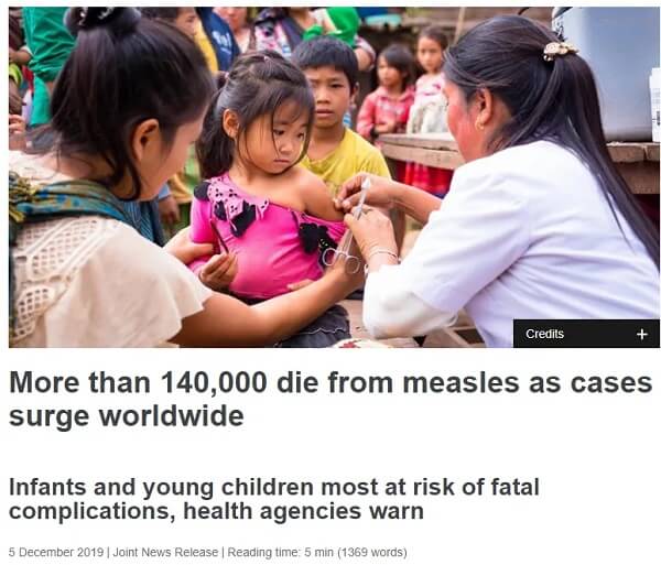 Ponad 140 000 osób umiera na odrę, a liczba zachorowań na całym świecie gwałtownie rośnie